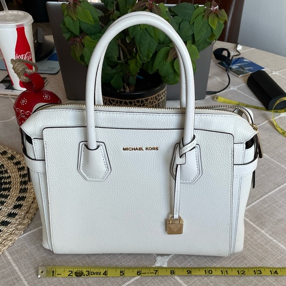 Michael Kors Mercer Pebbled Leather Satchel - Picture 8 of 13